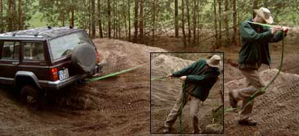Bergegurt im Handbetrieb - Jeep-Cherokee Bergung mal anders