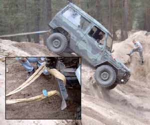 Bergegurt: Sicherung am Gef�lle, Anschlagpunkt: Sto�stange beim Jeep CJ 7